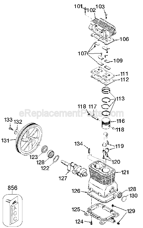 Page B Diagram and Parts List for C5510  Porter Cable Compressor
